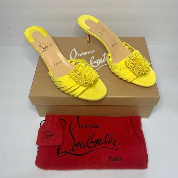 Christian Louboutin Shoes - Christian Louboutin Belbrossa Mule Sandal Yellow EU 39.5 US 9.5 Tassel Kitten
